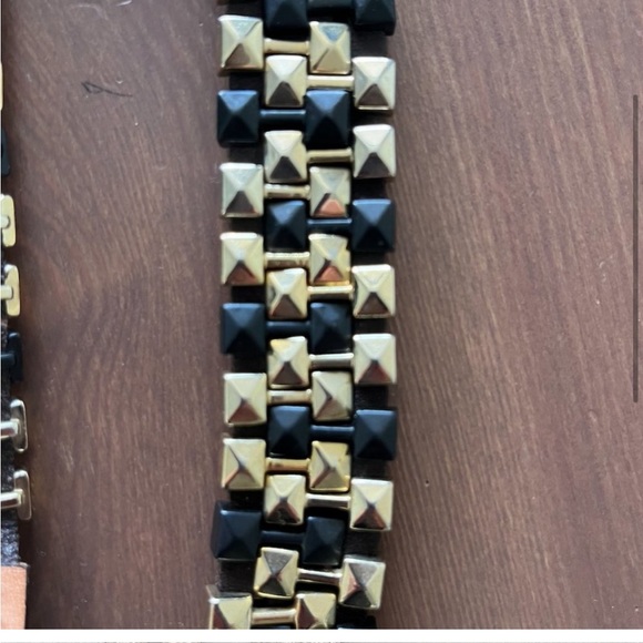 Brave Italian Leather Gold & Black Studded Belt M/32 - New - Picture 5 of 6